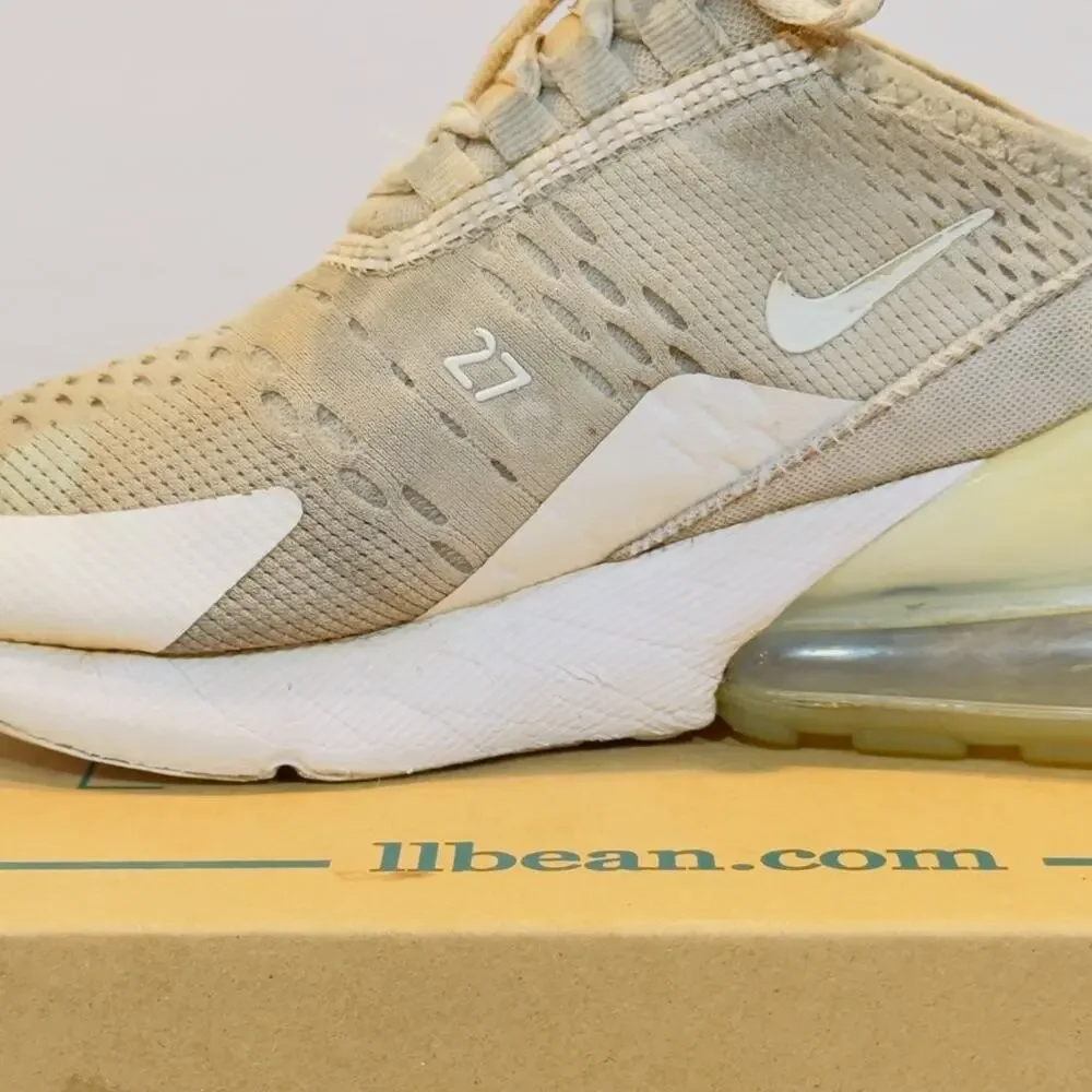Nike Air Max 270 Youth Size 3.5Y Triple White Shoes Sneakers Athletic Running